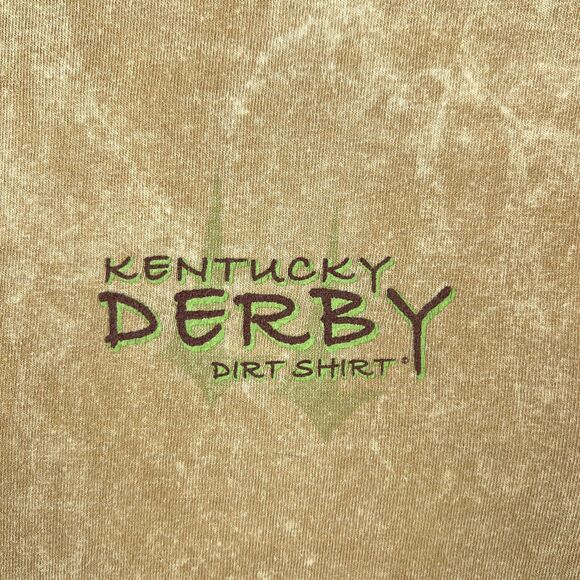 Kentucky Derby Shirt Mens Medium Brown Dirt Shirt Short Sleeve 132nd VTG Y2K - Picture 6 of 12